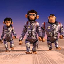 Gli astronauti Houston, Luna, Ham III, Titan e Comet in un'immagine del film Space Chimps