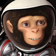 Luna e Ham III si preparano ad affrontare il buco nero in un'immagine del film Space Chimps