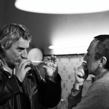 Mimmo Calopresti e Silvio Orlando sul set del documentario La fabbrica dei tedeschi