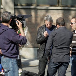 Mimmo Calopresti sul set de La fabbrica dei tedeschi