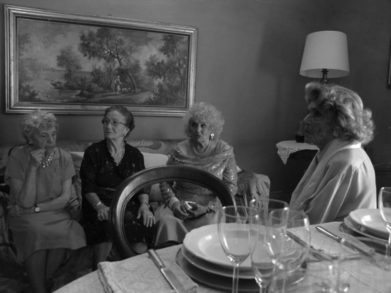 Una foto scattata sul set del film Pranzo di Ferragosto
