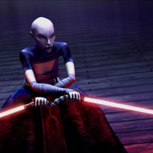 Asajj Ventress in una sequenza del film The Clone Wars