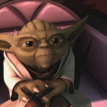 Yoda in una scena del film The Clone Wars