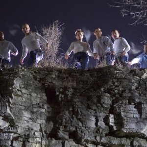 La banda di evasi della serie Prison Break nell'episodio 'L'ultimo miglio': Wentworth Miller, Dominic Purcell, Amaury Nolasco, Peter Stormare, Rockmond Dunbar e Robert Knepper