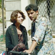 Paola Rinaldi e Peppe Zarbo sul set della soap-opera Un posto al Sole