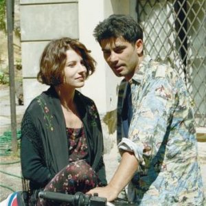 Paola Rinaldi e Peppe Zarbo sul set della soap-opera Un posto al Sole