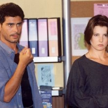 Paola Rinaldi e Peppe Zarbo sul set della soap Un posto al Sole.