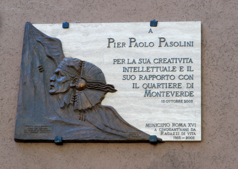 Targa Commemorativa Per I Trent Anni Della Morte Di Pier Paolo Pasolini Disegnata Da Enzo De Camillis 86430
