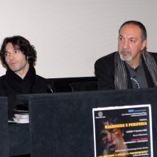 L'attore Francesco Venditti e il regista Enzo De Camillis alla Casa del Cinema in occasione della presentazione di due corti diretti dallo scenografo.