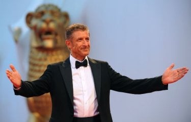 Ezio Greggio sul red carpet alla 65esima Mostra del Cinema per il film Il papà di Giovanna