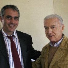 Massimiliano La Pegna con l'avvocato De Simone sul set dello spot Brio Blu Rocchetta