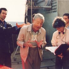 Alberto Sordi e Fabio Galli sul set di Nestore, l'ultima corsa