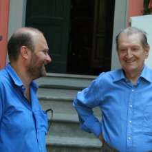 Gianfranco Pannone e Corrado Corghi sul set del film Il sol dell'avvenire