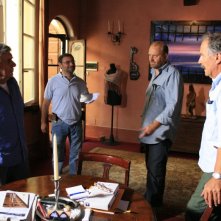 Tonino Loris Paroli, Gianfranco Pannone, Giovanni Fasanella e Paolo Rozzi sul set del documentario Il sol dell'avvenire