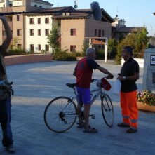 Una foto scattata sul set del film Il sol dell'avvenire