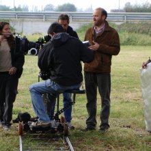 Una foto scattata sul set del film Il sol dell'avvenire diretto da Gianfranco Pannone