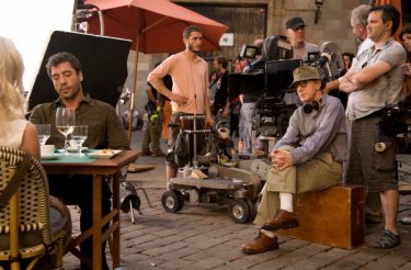 Javier Bardem e Woody Allen sul set del film Vicky Cristina Barcelona