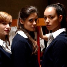 Nadir Caselli, Chiara Chiti e Desirèe Noferini sul set del film Un gioco da ragazze