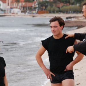 Veronica D'Agostino, Francesco Casisa e il regista Marco Amenta sul set del film La siciliana ribelle