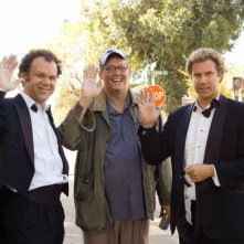 John C. Reilly, il regista Adam McKay e Will Ferrell sul set del film Fratellastri a 40 anni