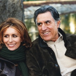 Caterina Vertova con Lando Buzzanca sul set del film tv Mio figlio