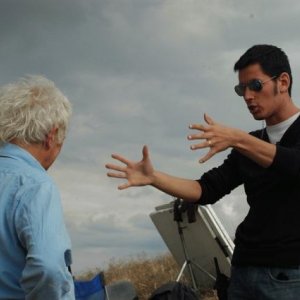 Il regista Matteo Tondini e il direttore alla fotografia Fabio Cianchetti sul set del corto Il mio ultimo giorno di guerra