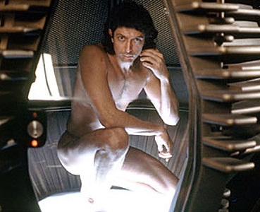 Jeff Goldblum in una sequenza del film La mosca