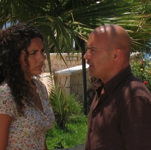 Luca Zingaretti con Serena Rossi in una scena dell'episodio Vampa d'Agosto della fiction Il commissario Montalbano