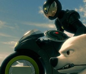 Una scena del film Bolt, il nuovo film d'animazione targato Disney