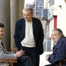 Fabio De Luigi, il produttore Antonio Avati e il regista Pupi Avati sul set del film Gli amici del Bar Margherita