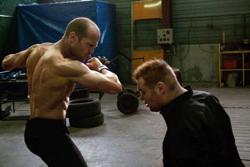 Jason Statham in a scene from the action movie Transporter 3