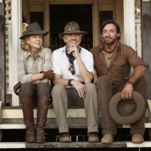 Nicole Kidman, il regista Baz Luhrmann e Hugh Jackman sul set del film Australia