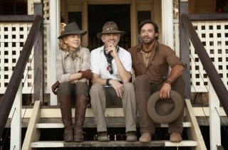 Nicole Kidman, il regista Baz Luhrmann e Hugh Jackman sul set del film Australia