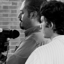 Il regista Attilio Azzola e il direttore della fotografia Valerio Ferrario sul set del film Diari