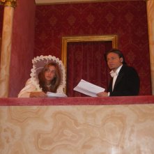 Cristina D'Alberto e Barbato De Stefano sul set del cortometraggio Sala Buia