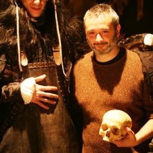 Franco Pistoni e il regista Stefano Bessoni sul set del film Imago Mortis