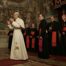 Fabrizio Gifuni (Padre Montini) e Mauro Marino (Monsignor Macchi) in una scena della fiction Paolo VI - Il Papa nella tempesta