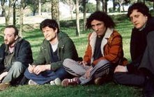 Andrea Sartoretti con Valerio Aprea, Carlo De Ruggieri e Massimo De Lorenzo in una scena della commedia Eccomi qua