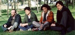 Andrea Sartoretti con Valerio Aprea, Carlo De Ruggieri e Massimo De Lorenzo in una scena della commedia Eccomi qua