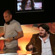 Il regista Riccardo Milani e Giuseppe Battiston sul set di Tutti pazzi per amore