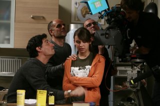 Riccardo Milani, Emilio Solfrizzi e Nicole Murgia sul set della serie Tutti pazzi per amore
