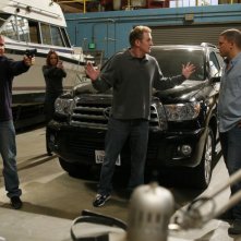 Wentoworth Miller, Dominic Purcell, Michael Rapaport e Sarah Wayne Callies in un momento dell'episodio 'Just Business' della serie tv Prison Break