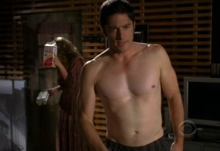Ghost Whisperer: David Conrad e Jennifer Love Hewitt (alle sue spalle) in una sequenza 'piccante' dell'episodio Pieces of You (quarta stagione)