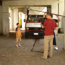 Demetrio Plutino durante le riprese di Roma intorno a Roma