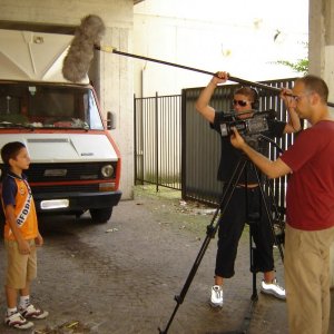 Demetrio Plutino sul set di Roma intorno a Roma