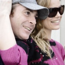 Il regista Luciano Melchionna e Micaela Ramazzotti sul set del film Ce n'è per tutti