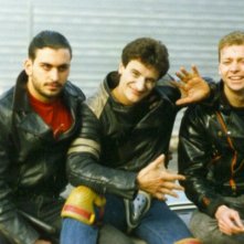 Claudio Del Falco con Giorgio Tirabassi e Roberto Trasarti sul set di Snack Bar Budapest, di Tinto Brass.