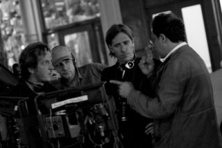 Una foto sul set della fiction 4 Padri Single
