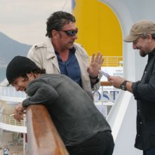 Riccardo Scamarcio, Sergio Castellitto e il regista Giovanni Veronesi sul set del film Italians