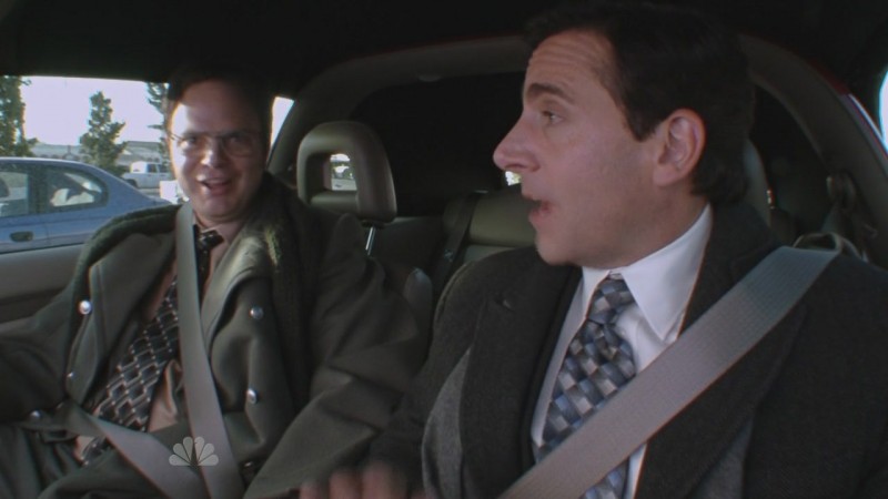 Steve Carell e Rainn Wilson in una scena dell'episodio Prince Family Paper di The Office